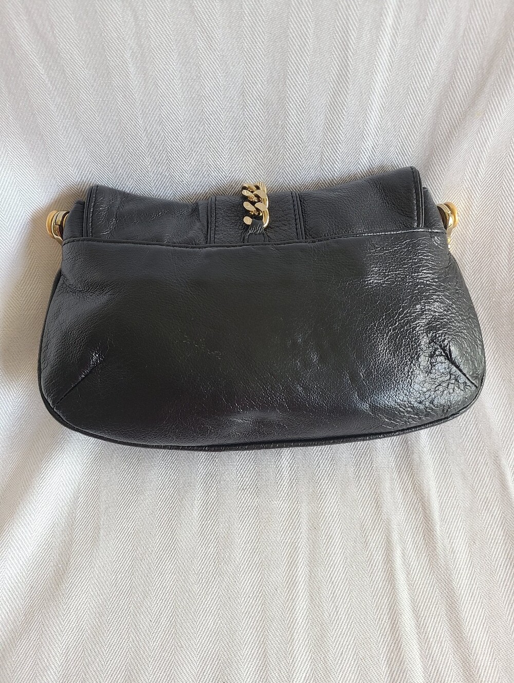 Wilsons Leather Maxima Black Leather Bag with Gold Chain and Crown Accent - Picture 3 of 8